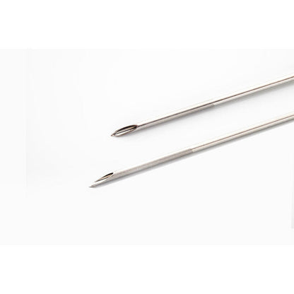 Kitazato Dual Lumen needle echogenic etching tip front