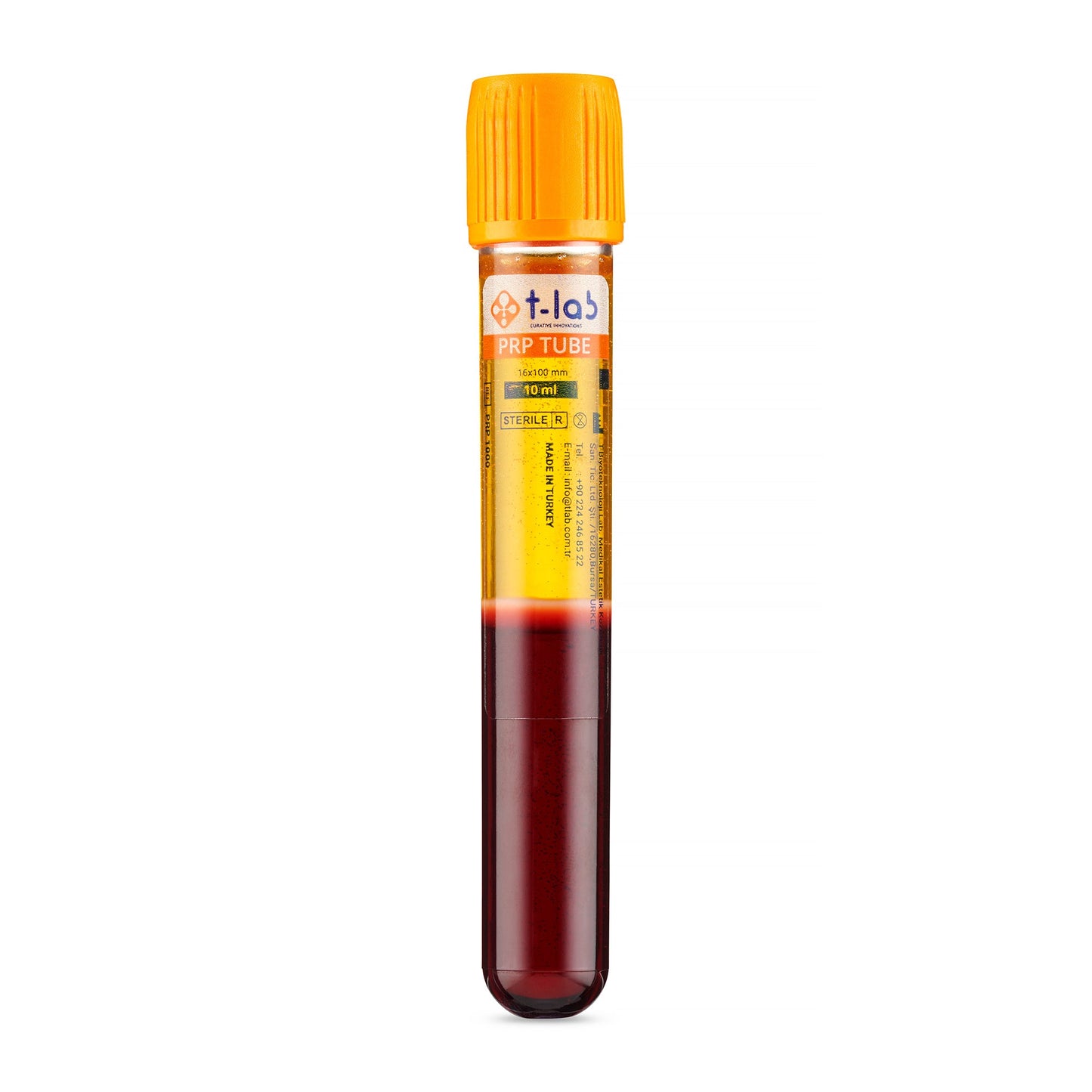 Platelet Rich Plasma, PRP tube from T-Labs, blood filled