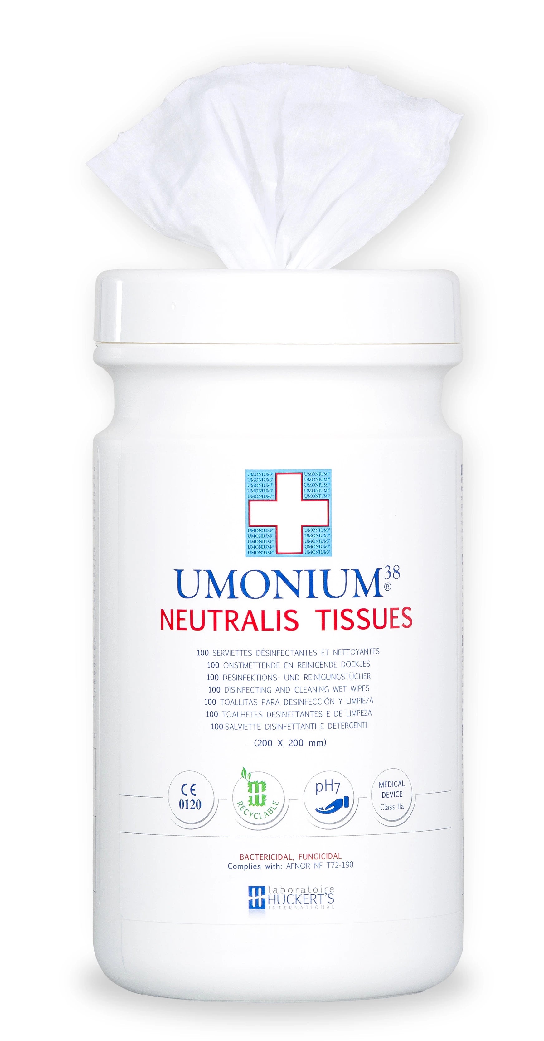 Umonium38 Neutralis Tissues 100 wipes per tub manufactured by Huckerts Laoratoire